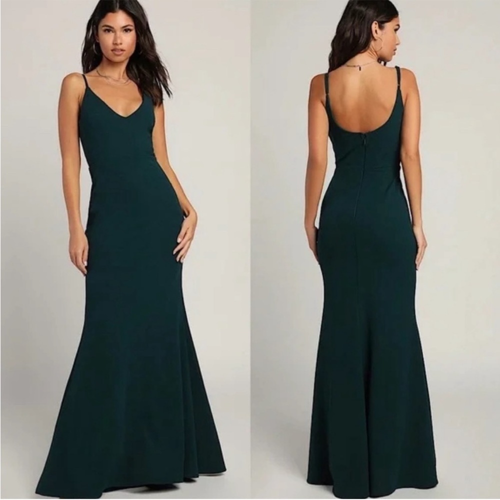 Elegant full length Forest Green Evening Gown. Size M
